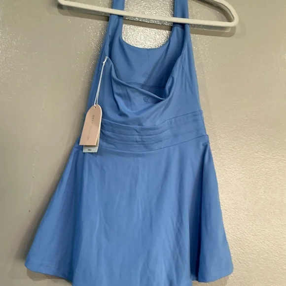 NWT BLOGILATES Women’s Game Set Match Halter Active Dress. Blue S - Picture 7 of 13
